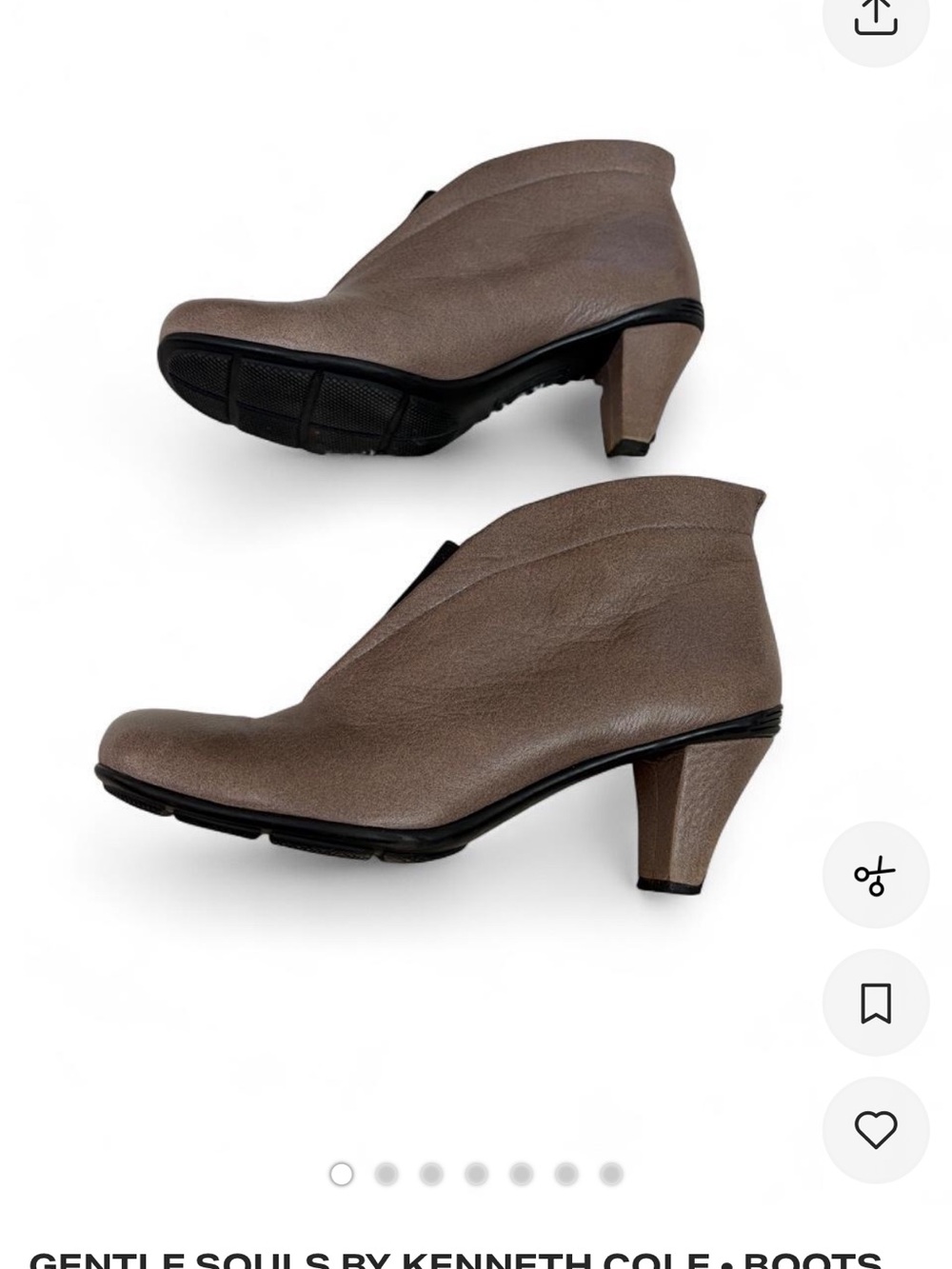 gentle souls Taupe Leather Mid-Heel Ankle Boots